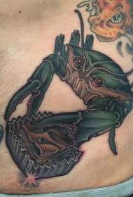 Male belly color crab tattoo pattern
