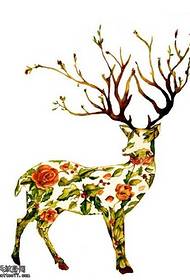 Ilustracija rukopisa ilustracije boje tetovaže antilopa u boji
