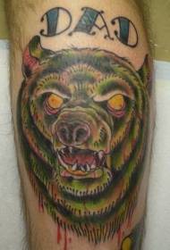 Patrón de tatuaxe de oso de morte pintada