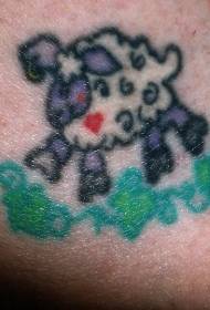 Colored little cartoon sheep tattoo pattern