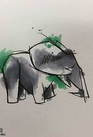 Manuscript baby elephant tattoo pattern