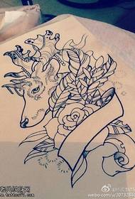Antelope Rose Tattoo Line Drawing Picture