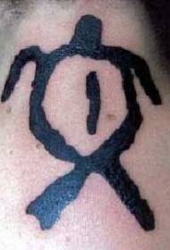 Мінімалістычны малюнак татуіроўкі чорнай чарапахі