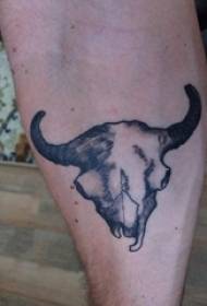 Boy shank on black gray point thorn abstract line cow bone tattoo picture