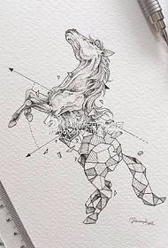 Manuscript realistic geometric totem horse tattoo pattern