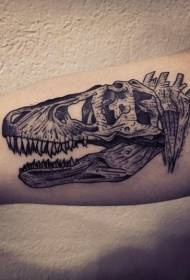Big arm carving style black dinosaur bone tattoo pattern