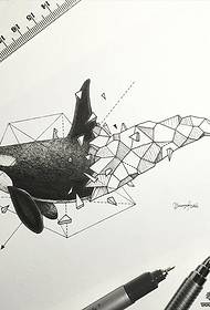 Whale geometric line personality tattoo pattern manuscript