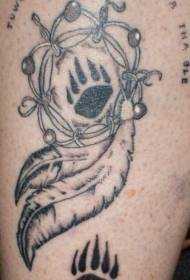 Fekete álom elkapó és a medve mancs tetoválás minta nyomtatása