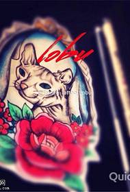Color cat rose tattoo manuscript picture