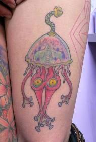 Leg color cartoon crazy jellyfish tattoo picture