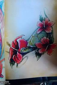Turtle flower tattoo pattern