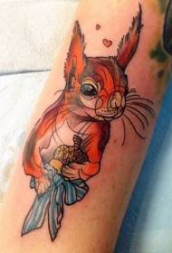 Arm color new school style squirrel tattoo pattern