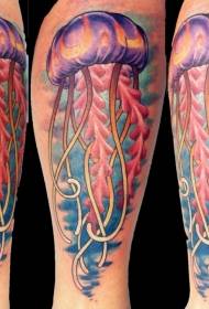 Fantastik denizanası dövme deseni bacaklı