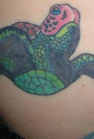 Female waist color turtle tattoo pattern