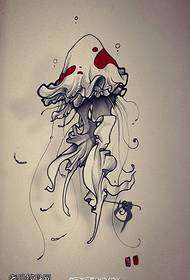 Beautiful manuscript jellyfish tattoo pattern