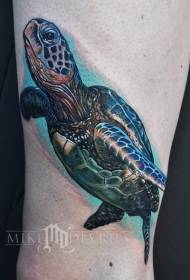 Patrón de tatuaje realista hermosa tortuga