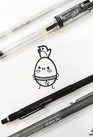 Cartoon small fresh egg and chick tattoo pattern manuscript