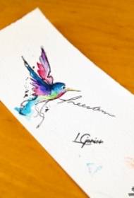 European and American splashing small fresh hummingbird tattoo pattern manuscript