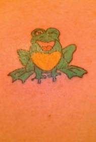 Shoulder color cartoon smiling frog tattoo pattern