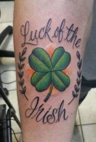 Tattoo, four-leaf clover pattern, good luck, four-leaf clover tattoo pattern
