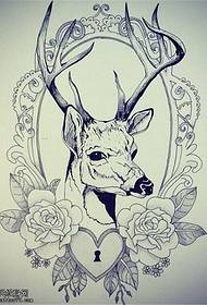 Antelope rose flower love lock tattoo manuscript picture