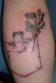 Leg color frog with pocket tattoo pattern