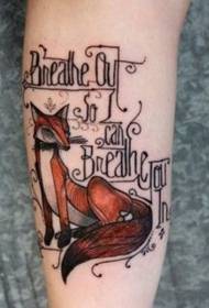 arm color small Fox with letter tattoo pattern