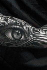 lengan besar realistik hitam dan putih tatu tatu corak mata