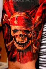 ръка много реалистичен цвят пират череп лого татуировка модел