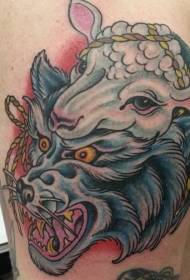 boom Cool colorful wolf and sheepskin tattoo pattern