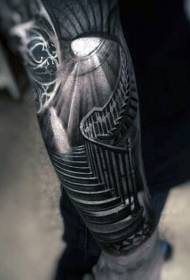 patrón de tatuaje de brazo de escalera en blanco y negro realista espeluznante