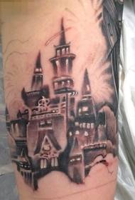 arm colored future castle tattoo pattern