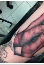 arm very realistic painted prayer hand tattoo pattern