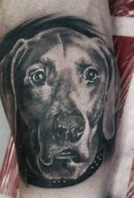 great black realistic dog head arm tattoo pattern