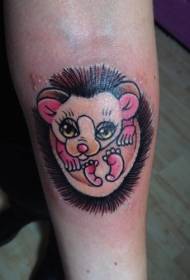 kaunis tyttö vaaleanpunainen siili käsivarsi tatuointi malli