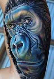 cartoon blu realista grande bocca chimpanzee bracciu mudellu di tatuaggi