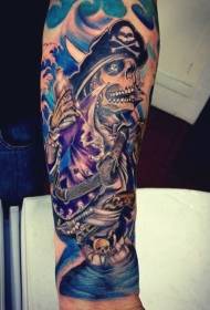 arm scary colour pirate skull pattern of personalized tattoo