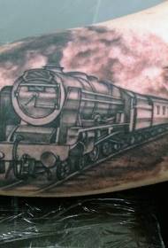 arm simple design black and white train tattoo pattern