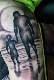 arm black and white father and son back and beach tattoo pattern