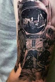 incredible arm black and white moon astronaut tattoo pattern