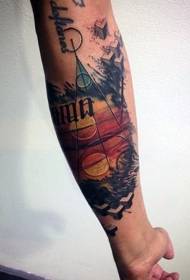arm intressant målad geometri) Splash bläck tatuering mönster