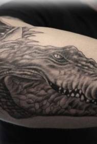 ръка черен сив невероятен модел на татуировка на главата от крокодил