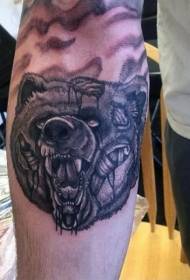 Creepy zombie bear arm tattoo pattern