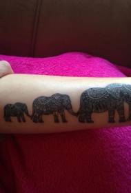 arm beautiful van Gogh Flower decoration elephant family tattoo pattern