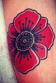 old school poppies painted Arm tattoo pattern
