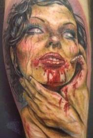 creepy Bloody female arm tattoo pattern