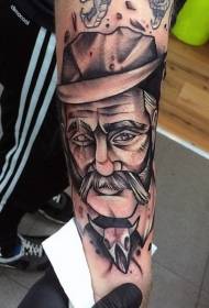 kar régi iskola fekete-fehér nyugati ember portré tetoválás minta
