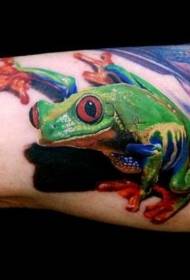 beautiful colorful realistic frog arm tattoo pattern