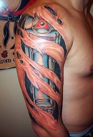 рака цртан филм во боја механичка тетоважа шема