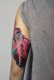 arm fun pink jellyfish tattoo pattern